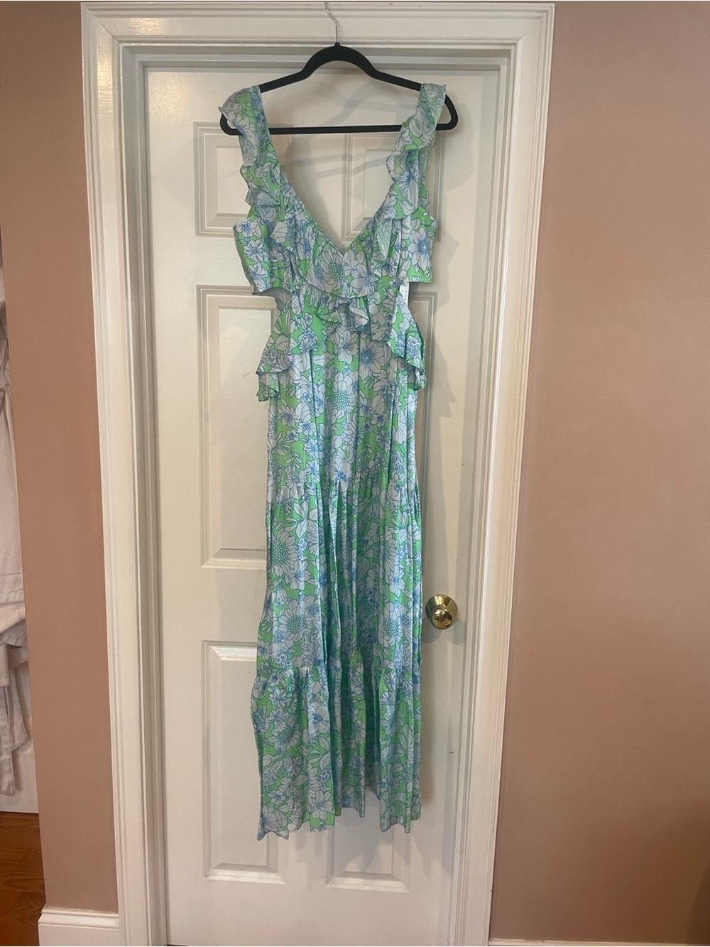 J. Crew Floral Ruffle Maxi Dress in Light Blue & Green - Picture 6 of 6